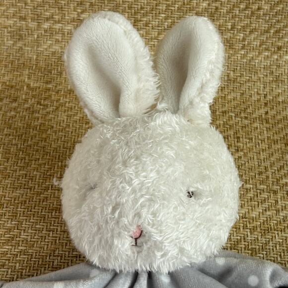 Bunnies By The Bay Bunny Lovey Security Blanket Gray Polka Dot White Rabbit - Picture 3 of 8
